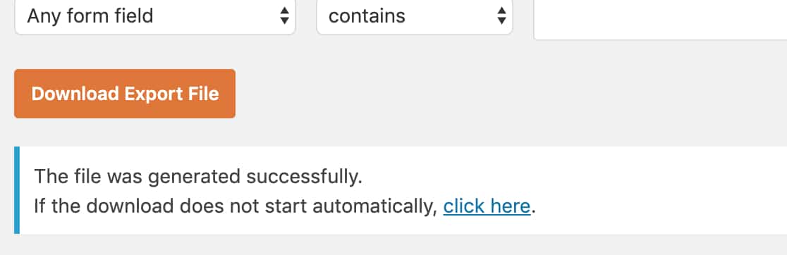 Download the CSV export file in WPForms