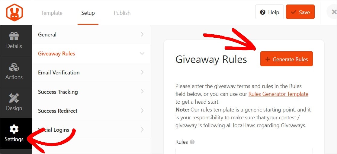 add giveaway rules