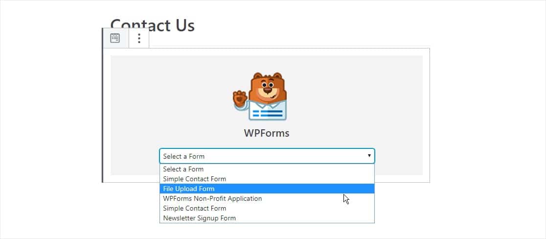 add your file upload form to your site
