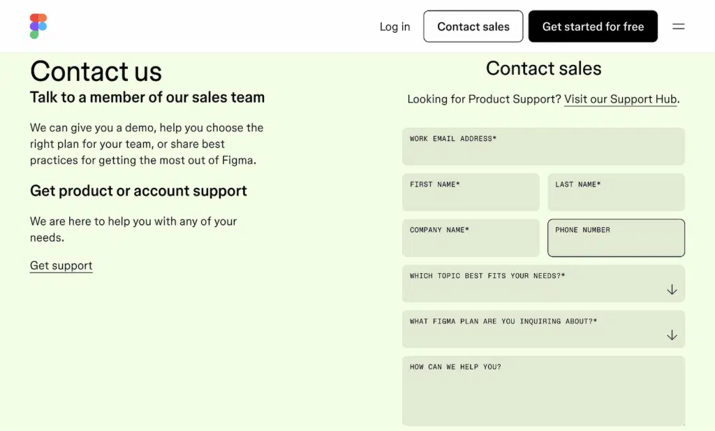 figma contact us form