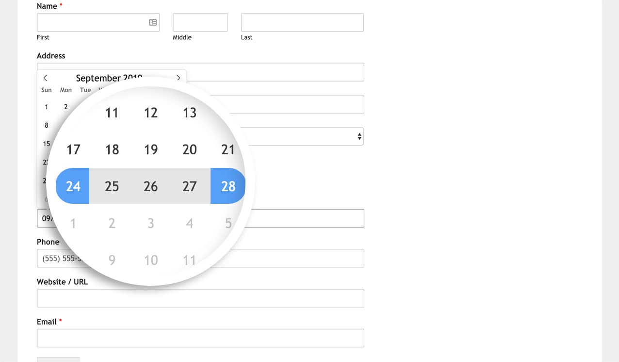 Your user can select a date range from the date picker