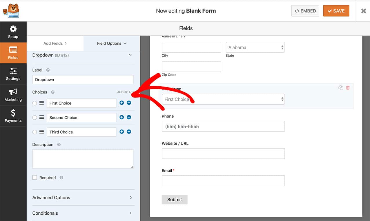Add Field Values For Dropdown Checkboxes And Multiple - 