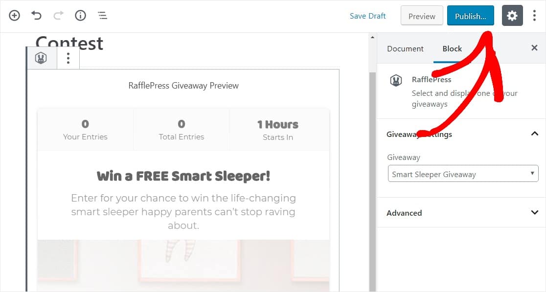 publish your wordpress giveaway