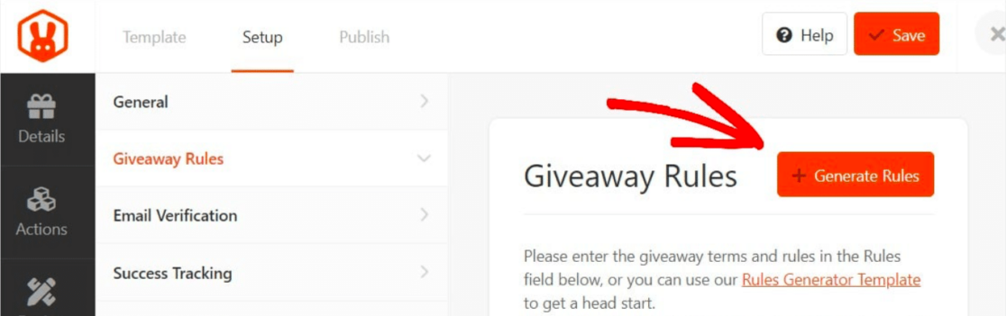 generate the giveaway rules