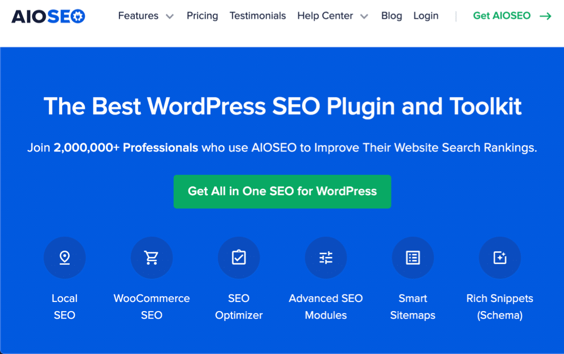 The All in One SEO homepage