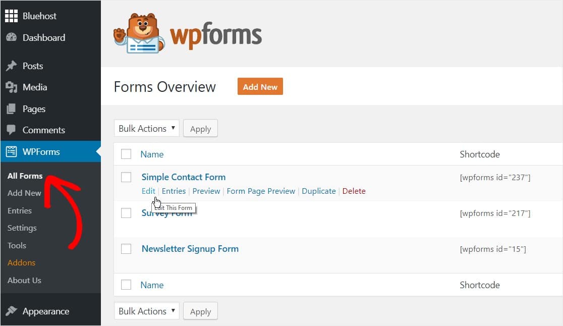 edit your simple contact form