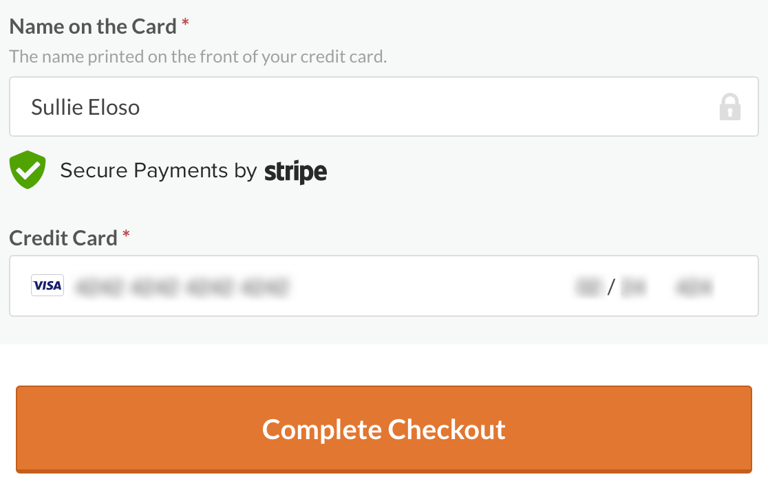 Completing the checkout process for WPForms