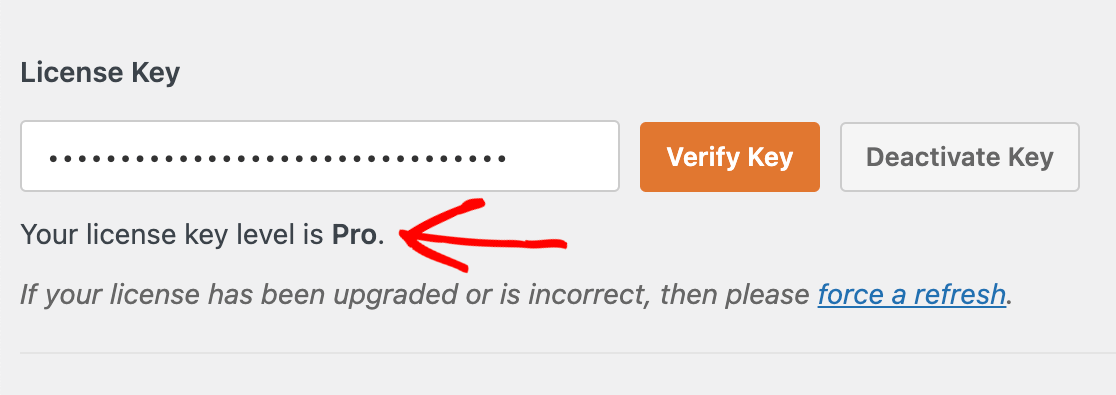 Viewing your license type in the WPForms settings
