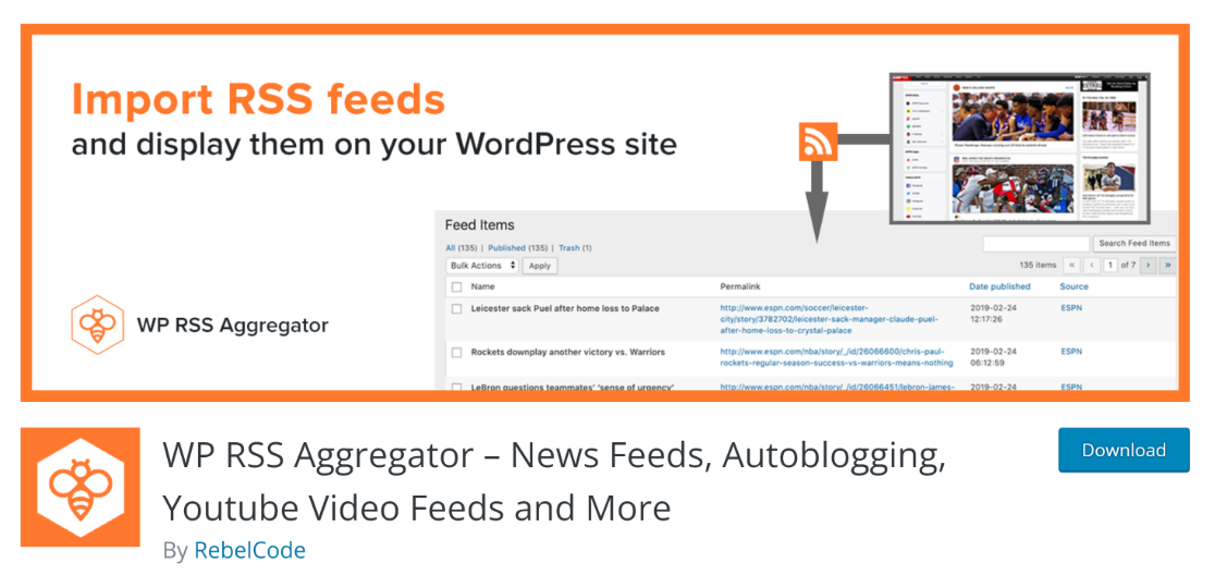 WP RSS aggregator