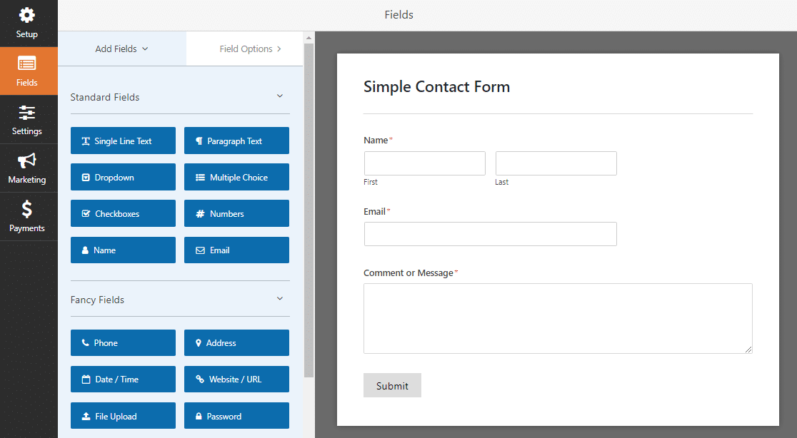 wpforms simple contact form