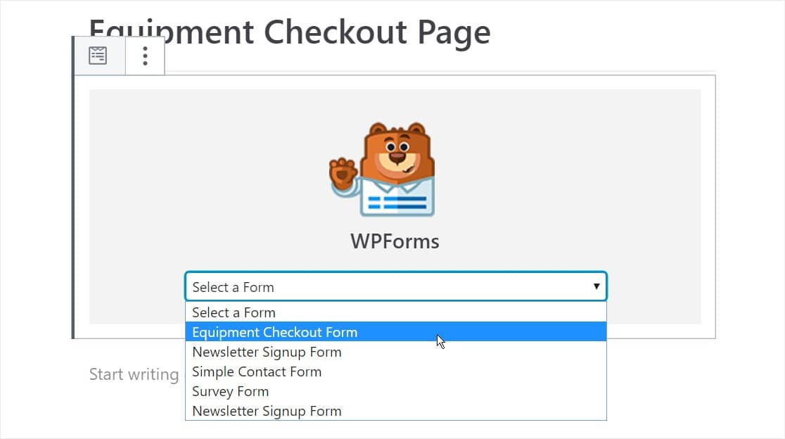 add form to page