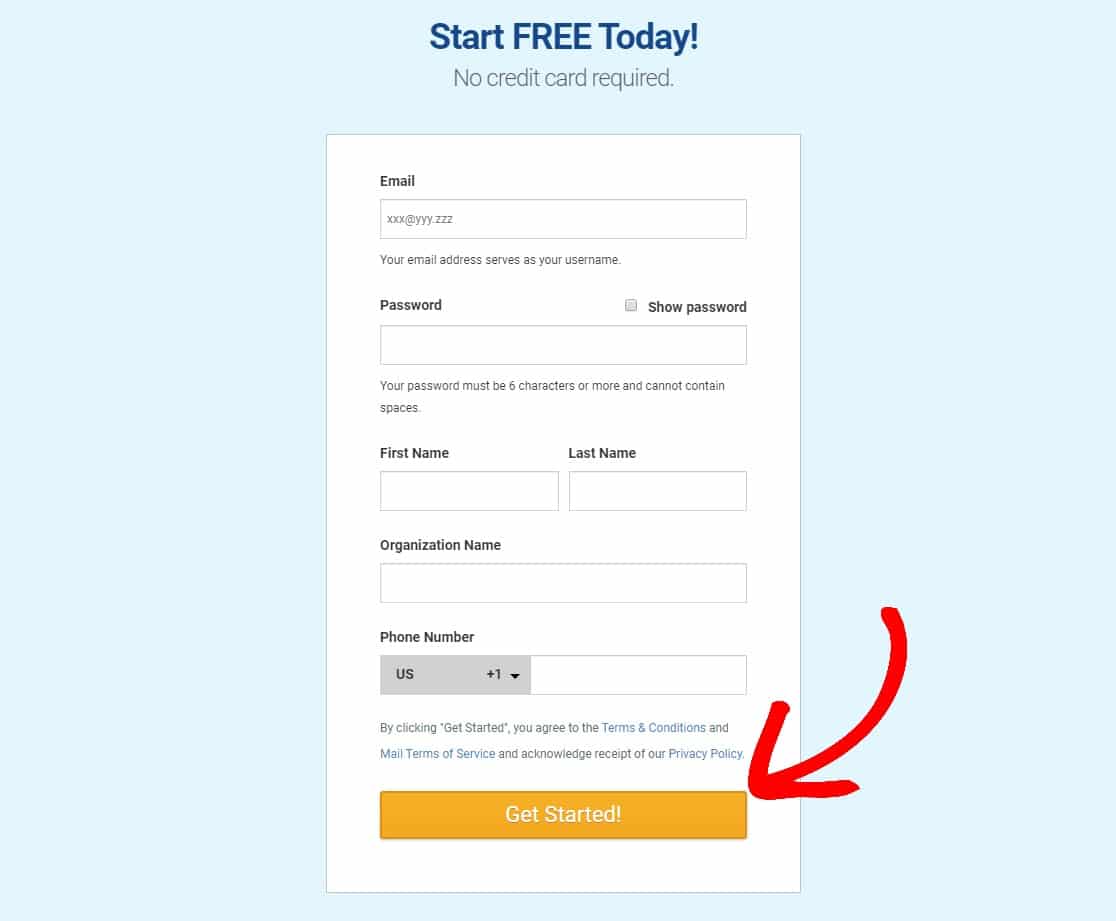 constant contact email newsletter signup page get started