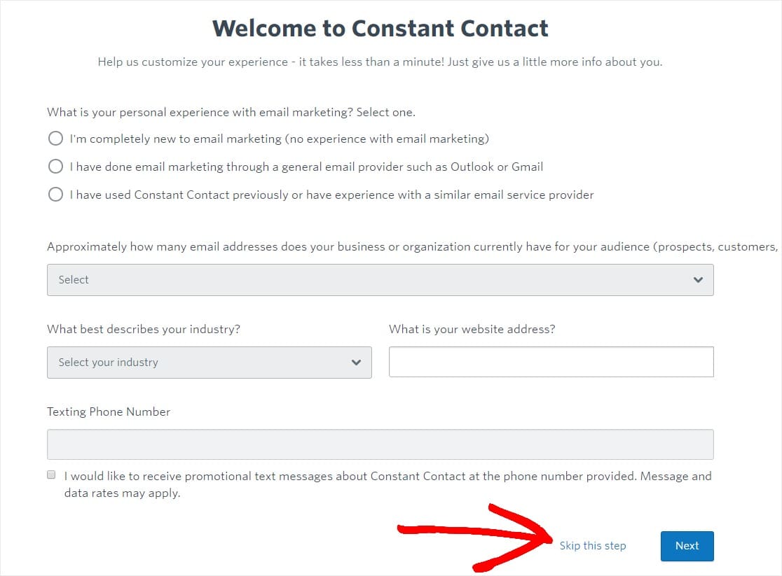 skip constant contact customization