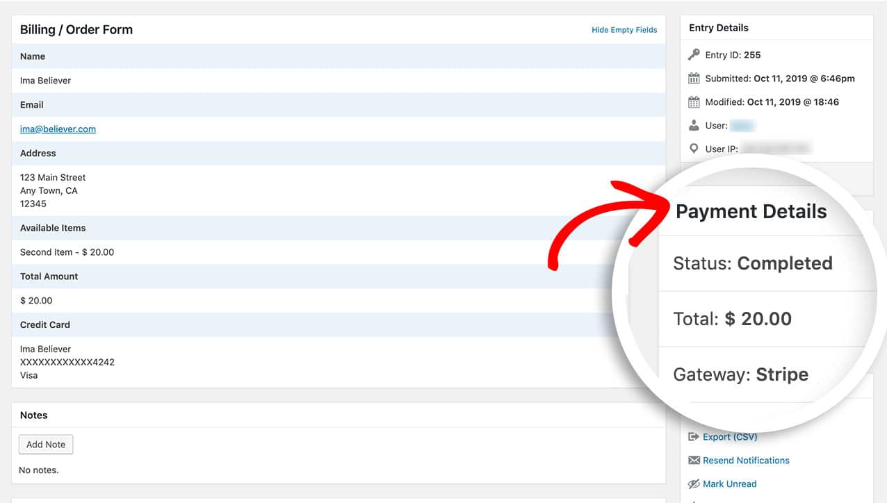 How to Display Table of Payment Transaction Details