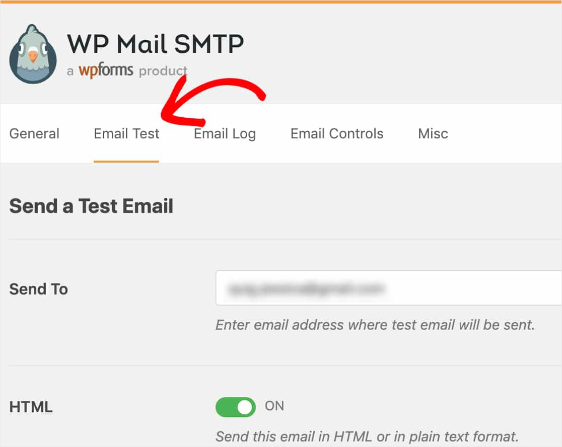 send test email in wp mail smtp