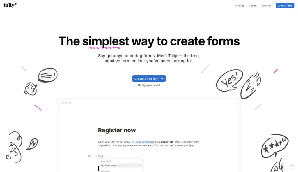tally homepage