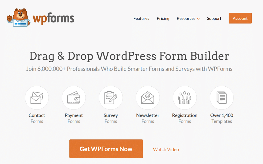 WPForms homepage (updated)