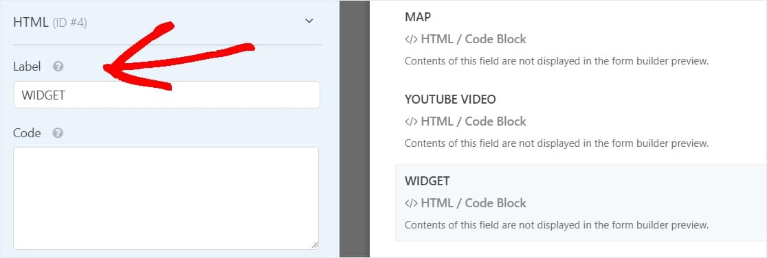 html code block label