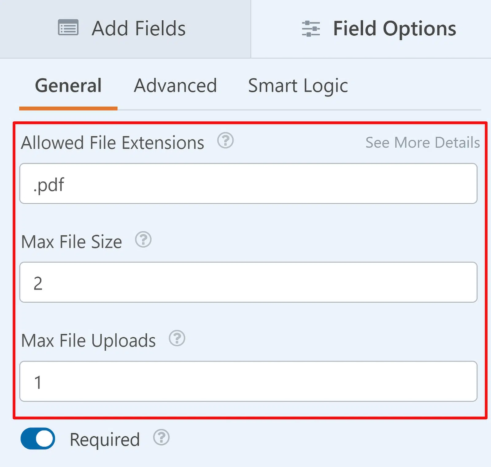 settings file upload field