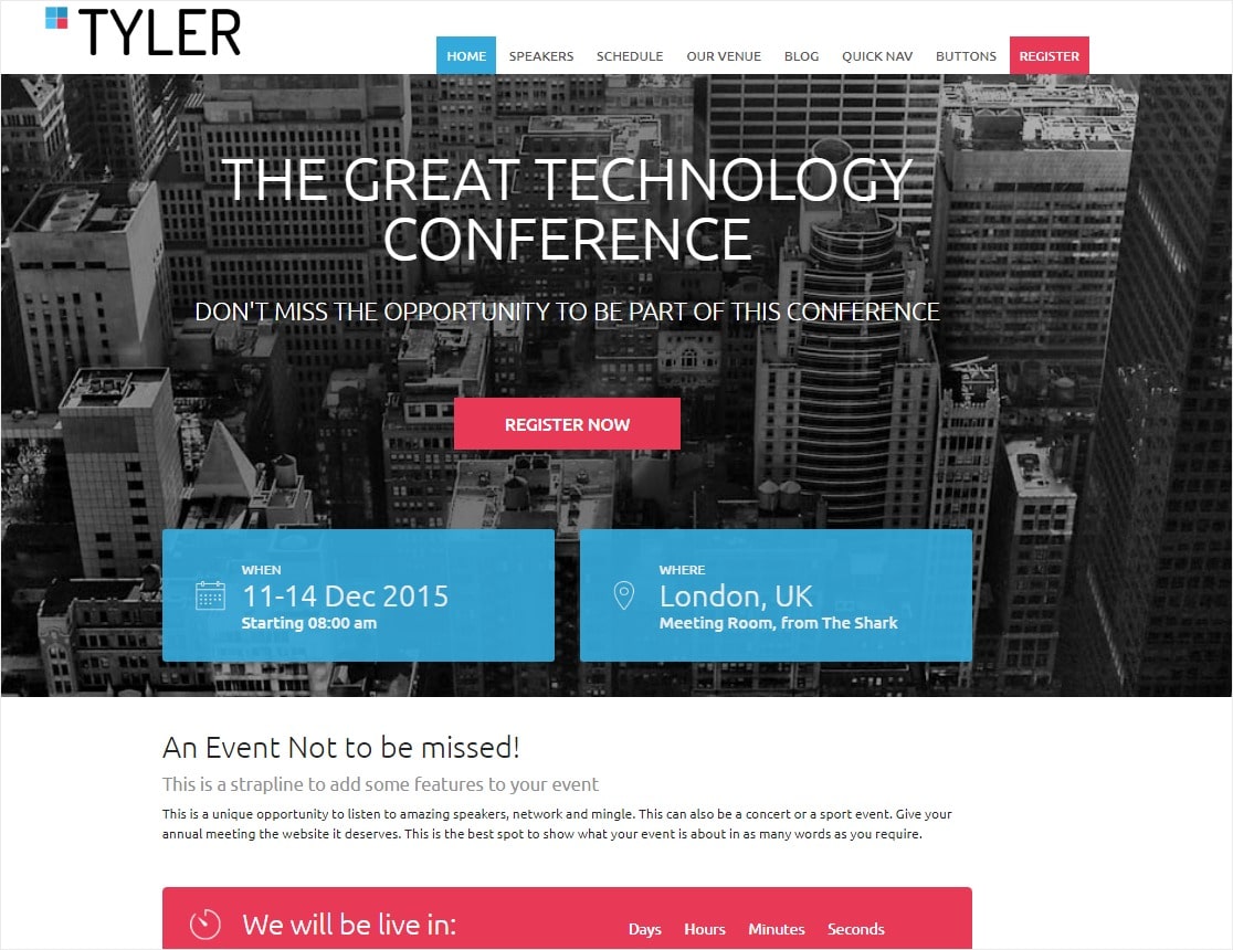 tyler event wordpress theme for conferences