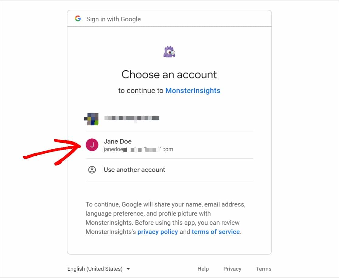 choose a google account