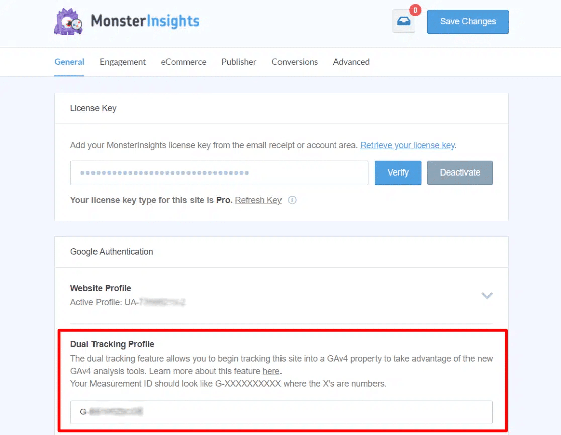 dual tracking profile monsterinsights
