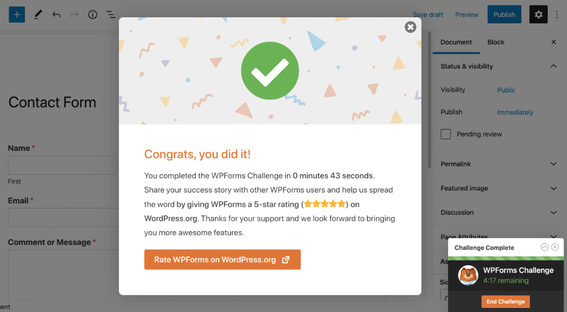 End the WPForms challenge