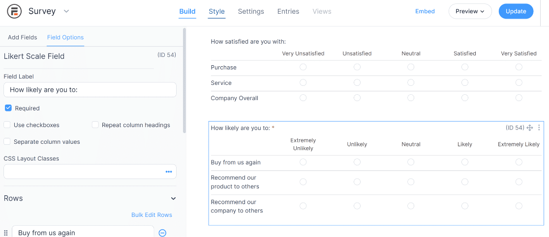 Formidable forms survey