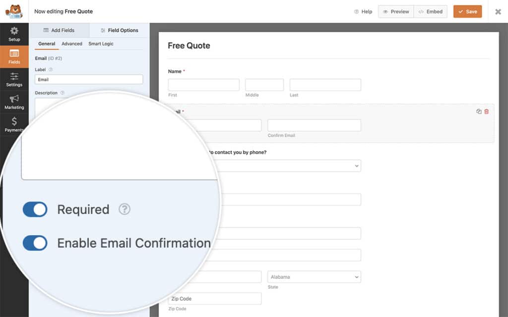 Changing the Default Sublabels for the Email Field