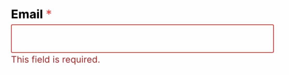 Validation error example on a form