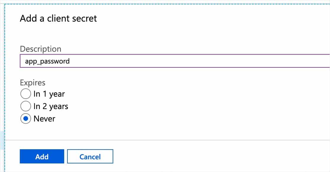 add a client secret microsoft example