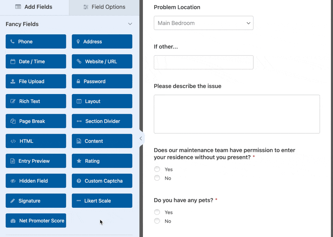 Adding a File Upload field to your maintenance request form