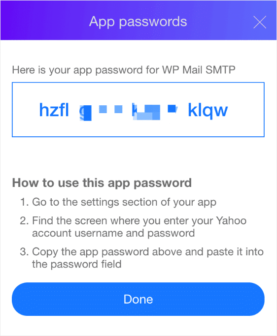 app generated password