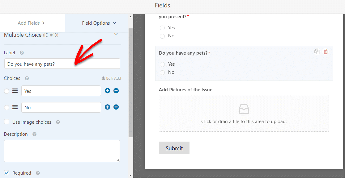 edit conditional logic in form