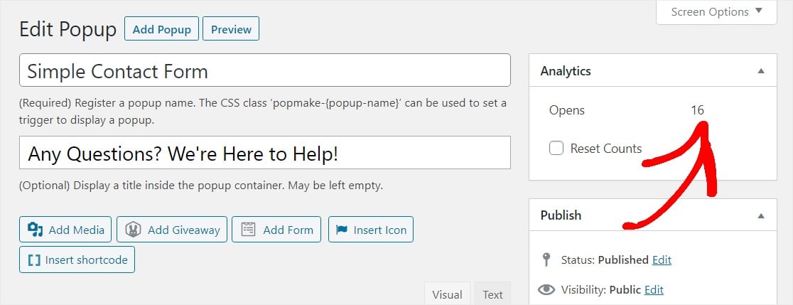 how to see how many people have viewed your wordpress popup form