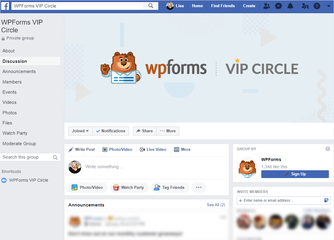 join a private facebook group