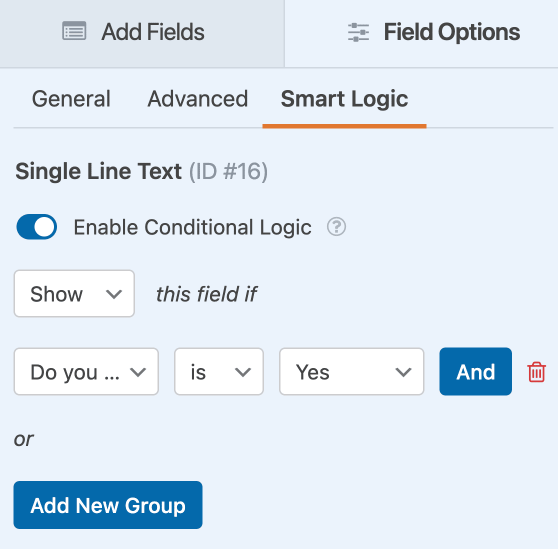 Creating a conditional logic rule for a field in your maintenance request form