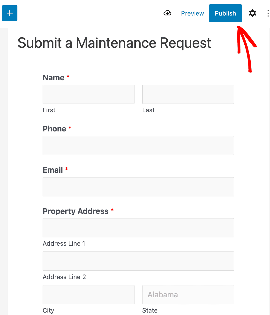 Publishing your maintenance request form
