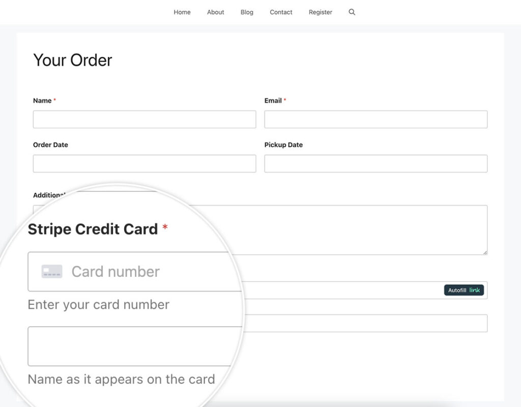 Stripe credit card form in WPForms