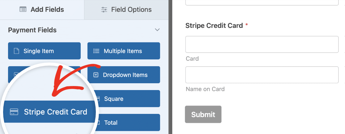 Adding a Stripe Credit Card field to a form