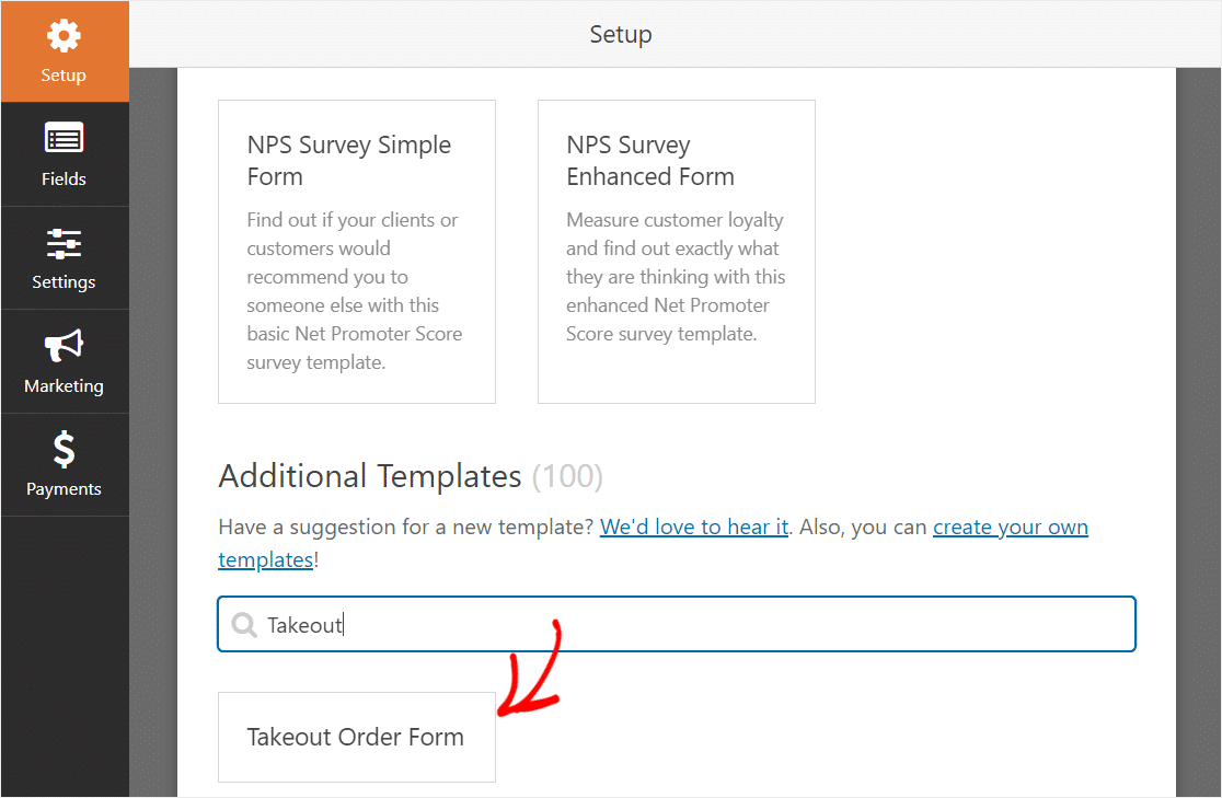 additional templates for takeout order form