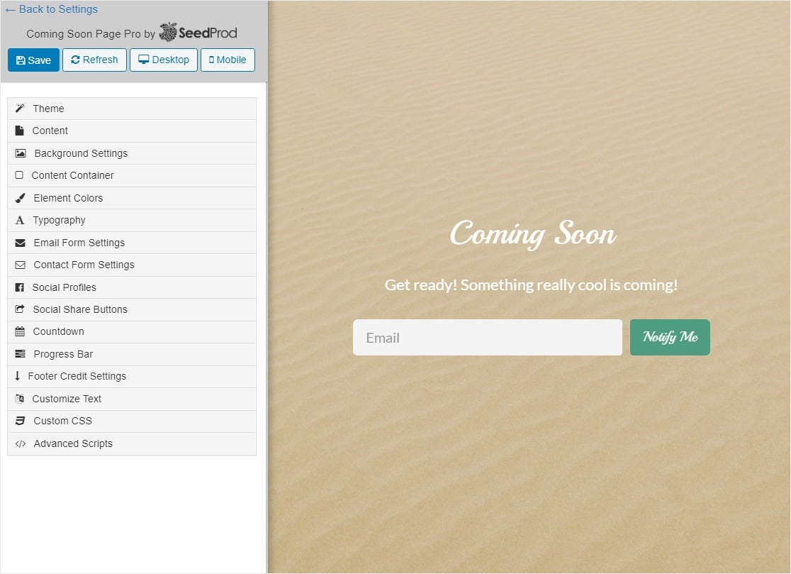 coming soon page basic starting point