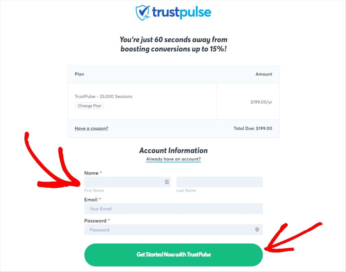 fill out trustpulse info