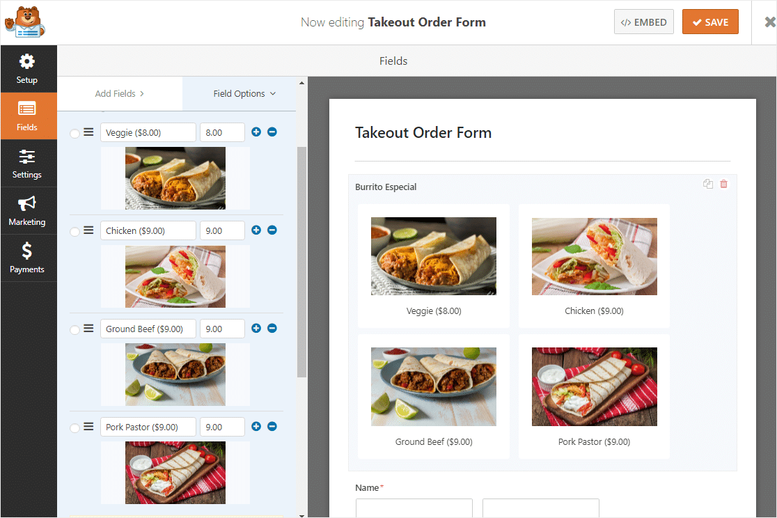 online order form with images for restaurant (1)