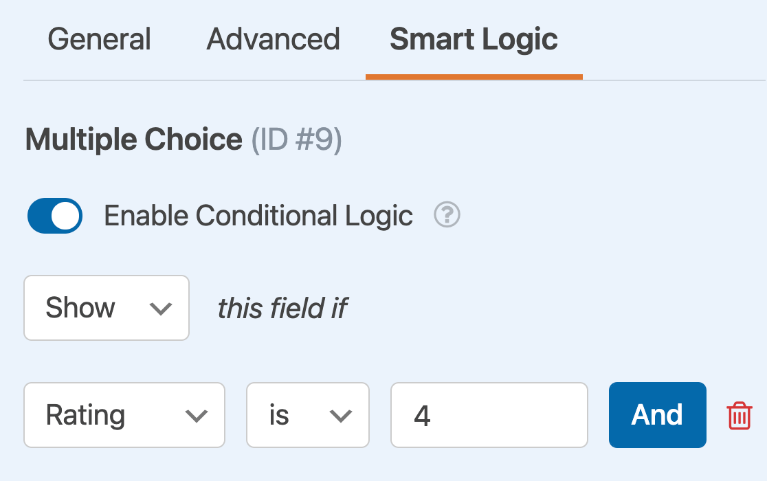 Creating a conditional logic rule