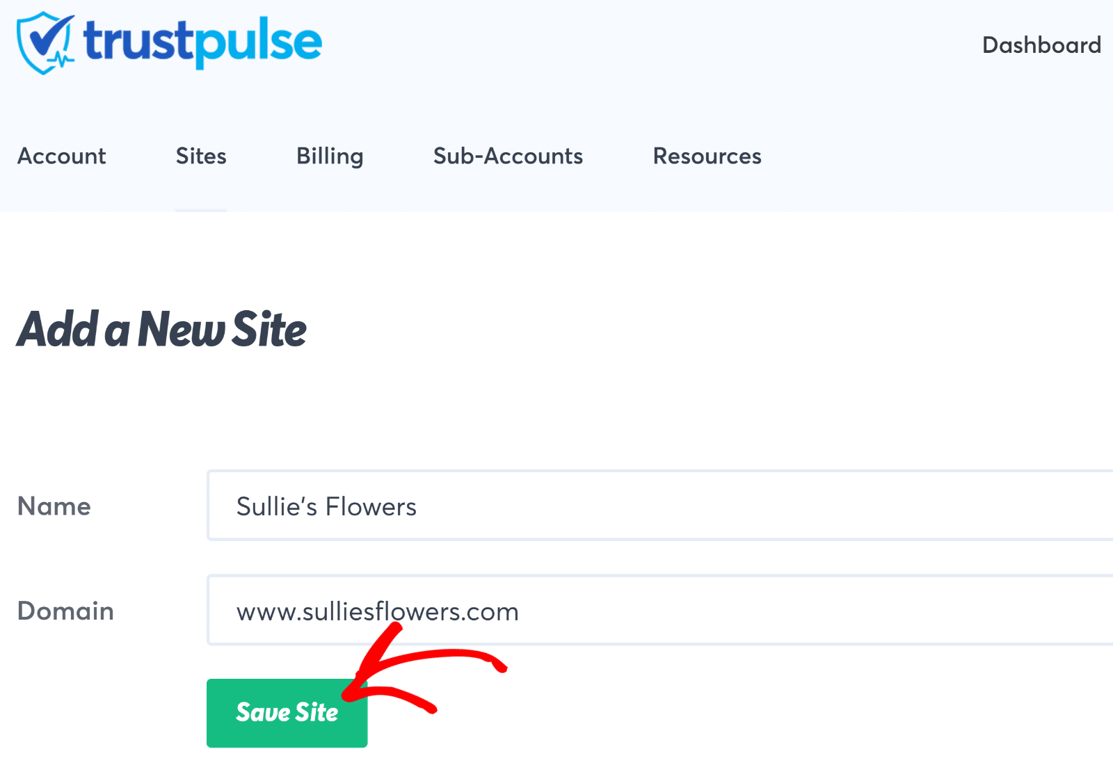 Save site - TrustPulse