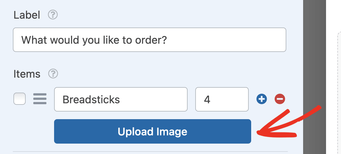 Uploading images to your restaurant order form