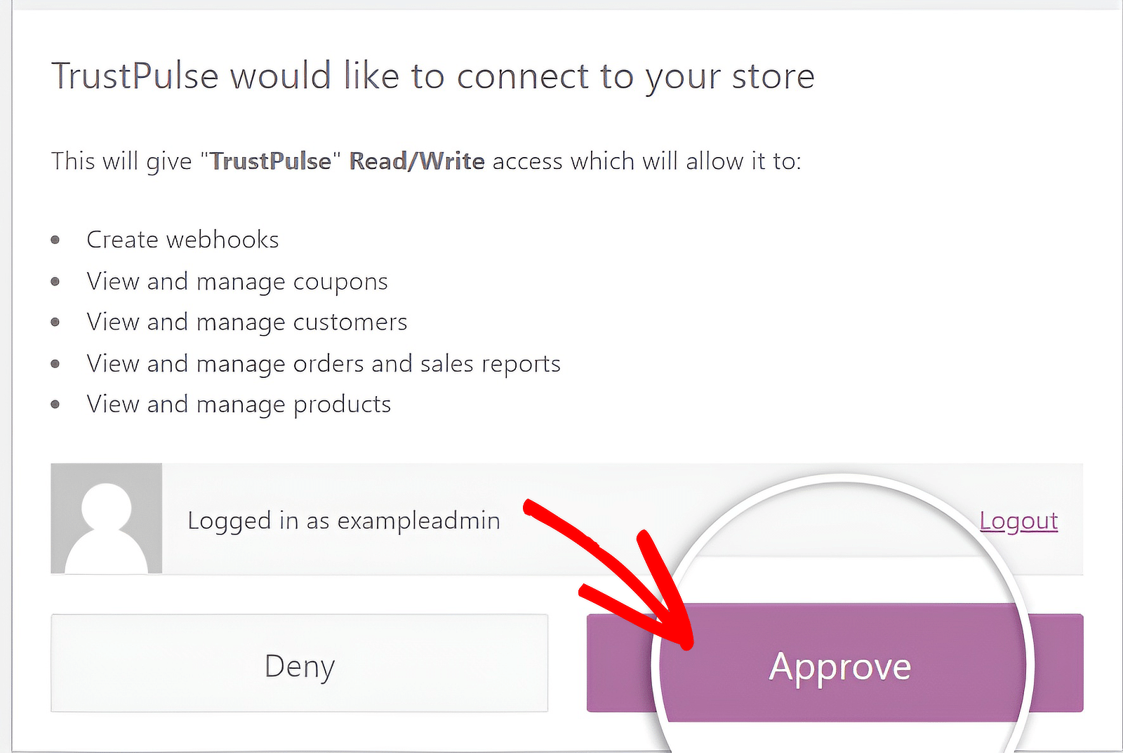 TrustPulse WooCommerce request approval