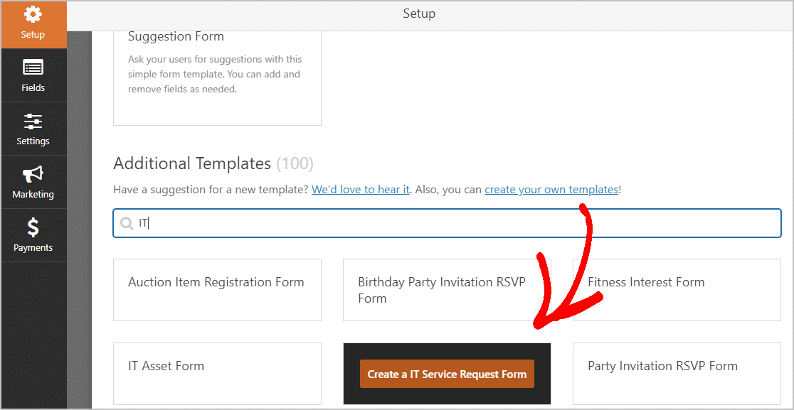 Add IT service request form
