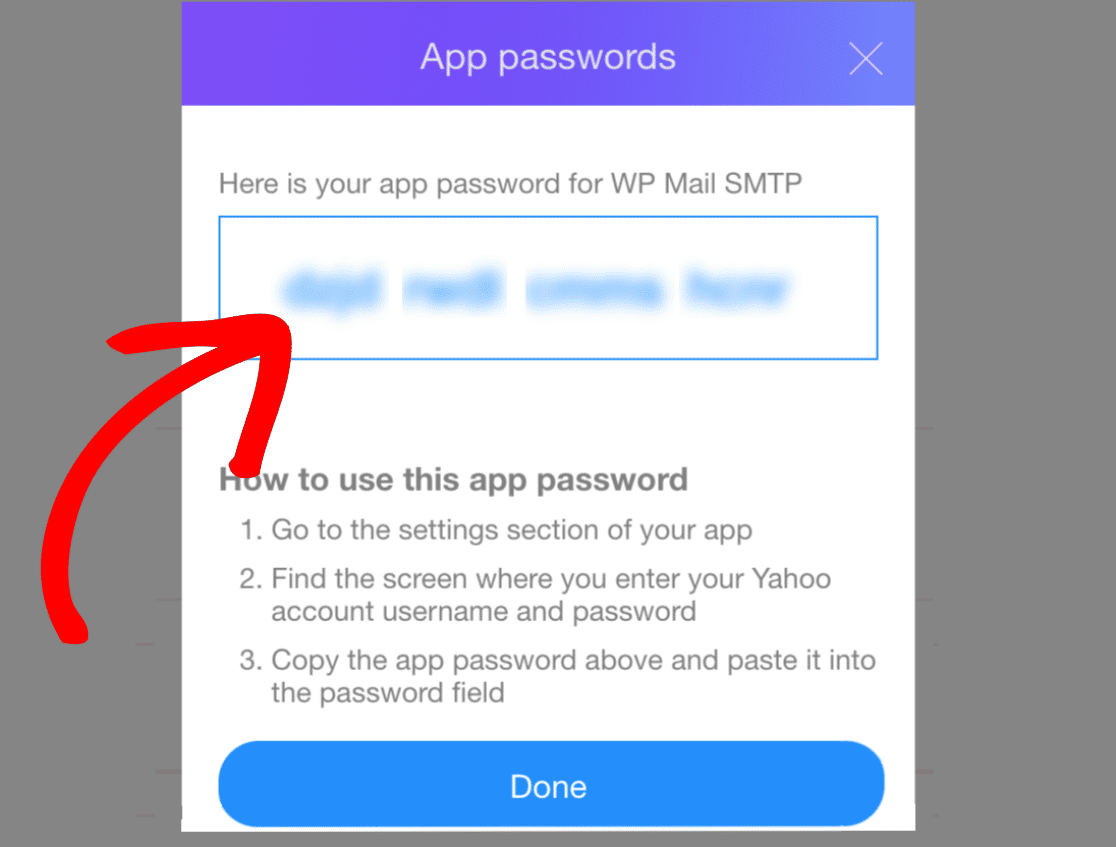 A Yahoo app password